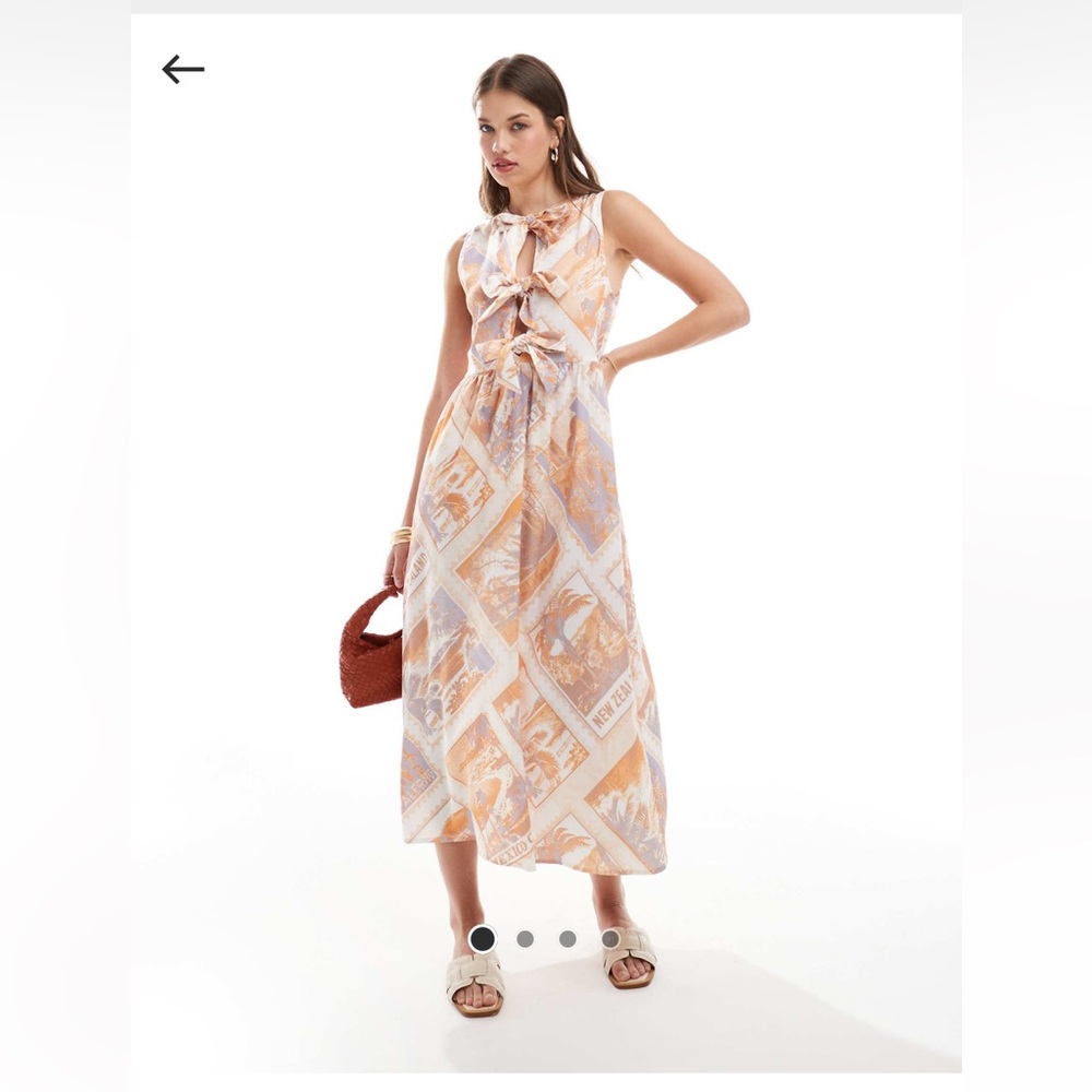 NWT ASOS travel print maxi dress with bow detail